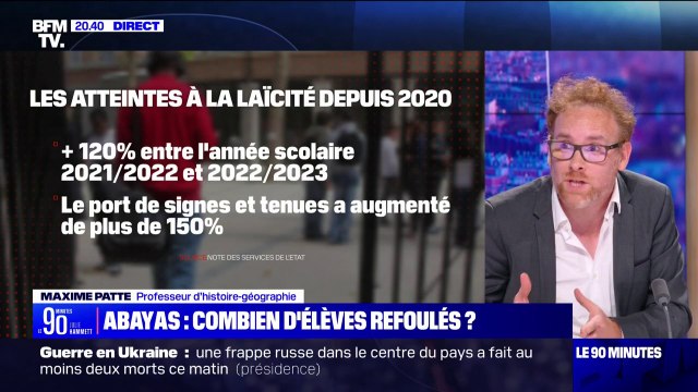 Interdiction du port de l'abaya à l'école: Le fait que le ministre puisse donner une directive commune va faire du bien pour les chefs d'établissements et les enseignants , affirme Maxime Patte, professeur d’histoire-géographie