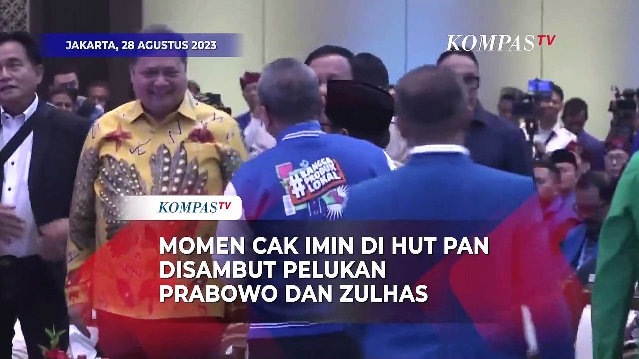 Momen Cak Imin Disambut Pelukan Prabowo dan Zulhas saat Datang ke HUT PAN