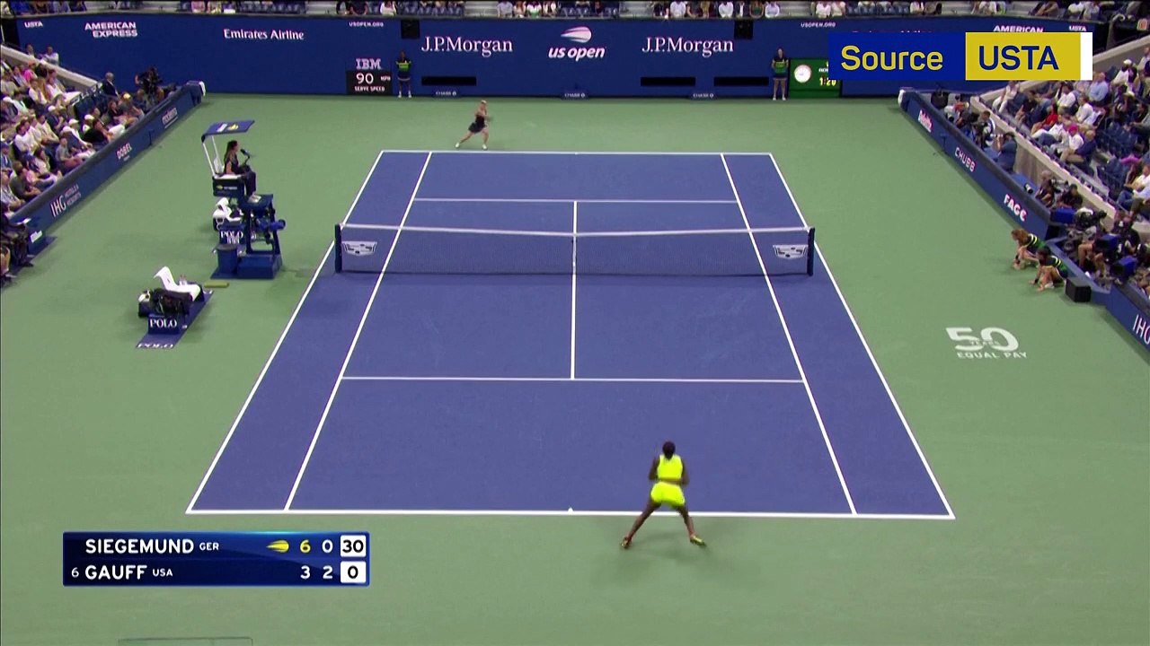 Gauff takes a tumble but still wins point v Siegemund