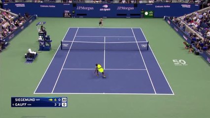 Gauff takes a tumble but still wins point v Siegemund