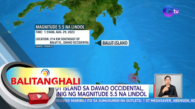 Balut Island sa Davao Occidental, niyanig ng magnitude 5.5 na lindol | BT