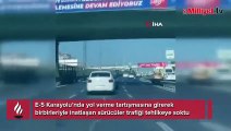 Sürücüler boş yolu paylaşamadı! Tehlikeli inatlaşma...