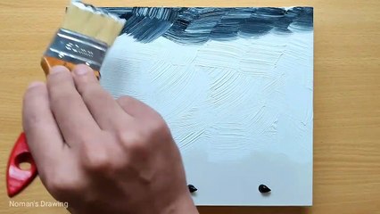 Black & White Landscape Painting for Beginners _ Cherry Blossom _ Acrylic Painting Technique