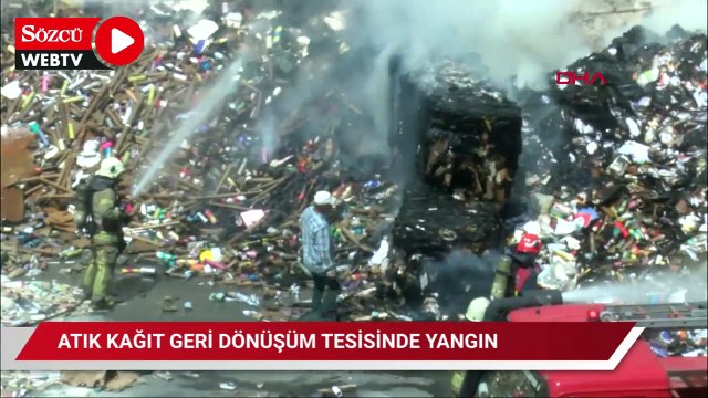 Küçükçekmece’de atık kağıt geri dönüşüm tesisinde yangın