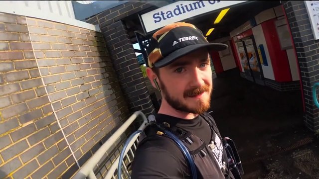 Ben celebrates running the length of the Tyne and Wear Metro