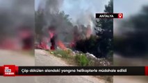Antalya'da çöp dökülen alandaki yangına helikopterle müdahale edildi