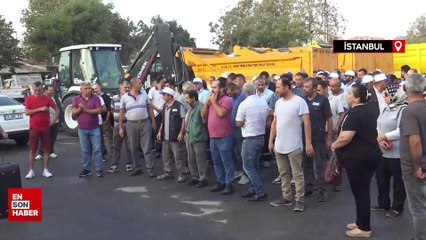 İstanbul'da Avcılar Belediyesi önünde işçi eylemi