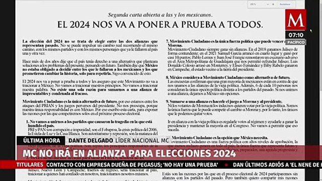 Movimiento Ciudadano no irá en alianza para elecciones 2024