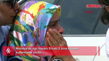 Ağır hasarlı 9 katlı 2 bina dinamitle yıkıldı