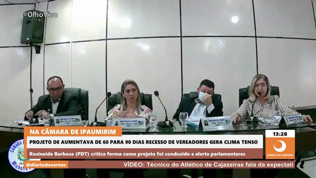 Na Câmara de Ipaumirim, projeto que aumentava de 60 para 90 dias recesso de vereadores gera clima tenso