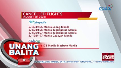 Cancelled flights (August 30, 2023) | UB