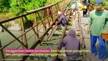 JEMBATAN LALAY WARUNGKIARA YANG RUSAK TENGAH DIPERBAIKI PEMKAB SUKABUMI, PROGRES CAPAI 90%