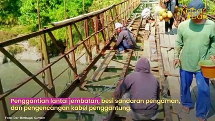 JEMBATAN LALAY WARUNGKIARA YANG RUSAK TENGAH DIPERBAIKI PEMKAB SUKABUMI, PROGRES CAPAI 90%