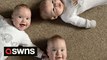 Naturally-conceived triplets have gone through 6,240 nappies and 3,436 bottles in their first year