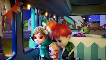 Spooky Wheels On The Bus Go Round And Round - Scary Nursery Rhyme For Kids