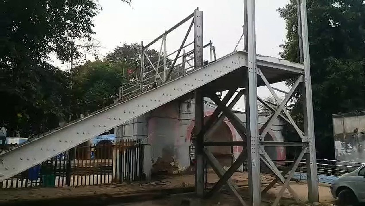 Railway station bridge work going on at a slow pace