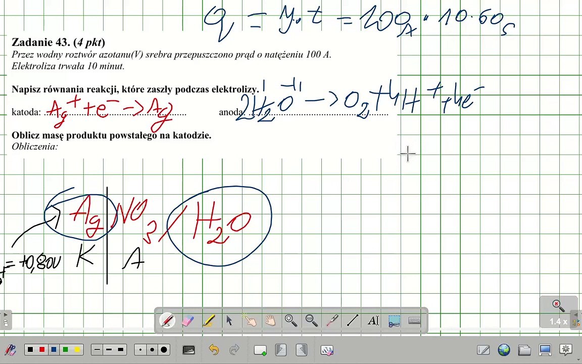 ZADANIE 43 CKE 2004 GRUDZIEŃ ELEKTROLIZA AgNO3 OBLICZANIE MASY OSADU. #chemia #chemistry
