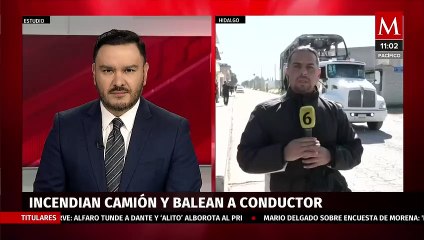 Retiran camión incendiado con bombas molotov en Hidalgo