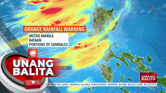 Iba't-ibang rainfall advisory, nakataas sa Metro Manila, Bataan at ilang bahagi ng Zambales; Halos lahat ng water reservoir sa Luzon, bahagyang tumaas ang antas ng tubig sa nakalipas na 24 oras - Weather update today as of 7:29 a.m. (August 31, 2023) | UB