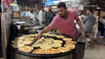 PITAI PARATHA - Crushed Butter Parotta - Soft Layered Lachha Paratha   Milk Tea. Street Food Karachi