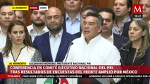 Comité Ejecutivo Nacional del PRI ofrece conferencia de prensa tras resultados de encuestas del FAM