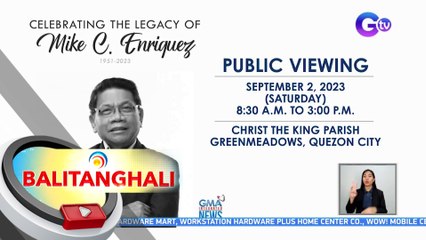 Burol ni Mike Enriquez sa Christ the King Parish, Greenmeadows, bubuksan sa publiko sa Sept. 2, 8:30AM-3PM | BT