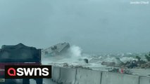 Hurricane Idalia: Powerful waves lash Sanibel Island causeway