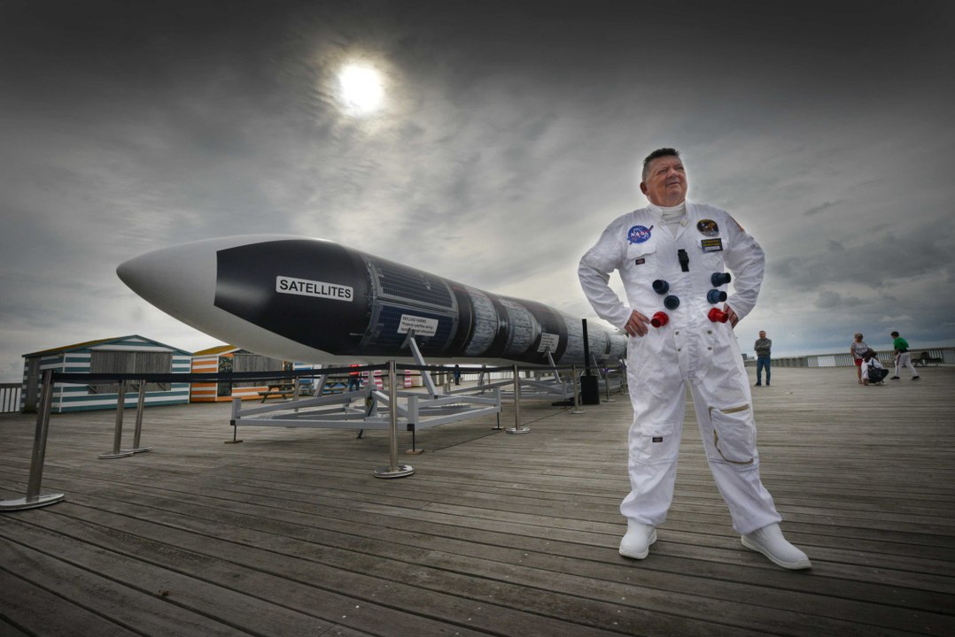 Space for Everyone event on Hastings Pier in East Sussex, with a replica of Launcher One