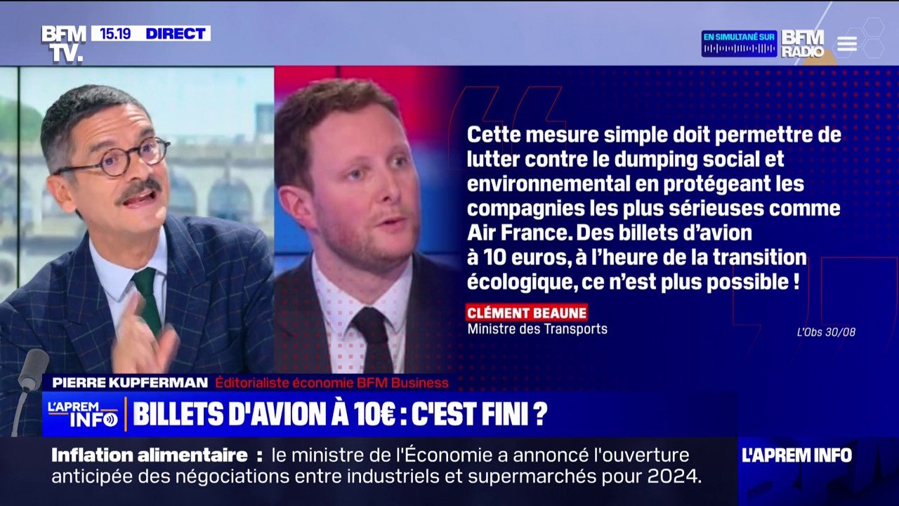 Billets d'avion à 10€: c'est fini? Le ministre des Transports Clément Beaune plaide pour l'instauration d'un tarif minimum en Europe
