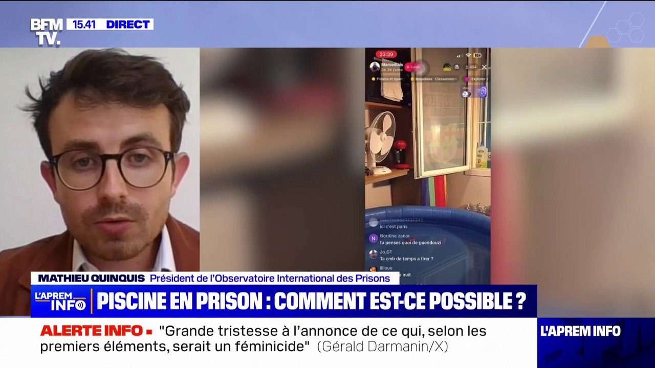 "Cette piscine ne doit pas cacher la réalité des conditions indignes [que les détenus] subissent tous les jours" indique Mathieu Quinquis, président de l'Observatoire International des Prisons