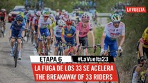 The breakaway of 33 riders  - Stage 6 - La Vuelta 2023