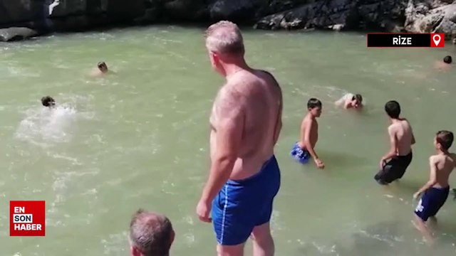 Rize’de sıcaktan bunalanlar soluğu Katarahte Şelalesi’nde aldı