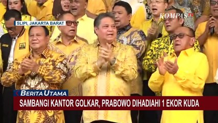 Sambangi Kantor DPP Partai Golkar, Prabowo Dihadiahi 1 Ekor Kuda