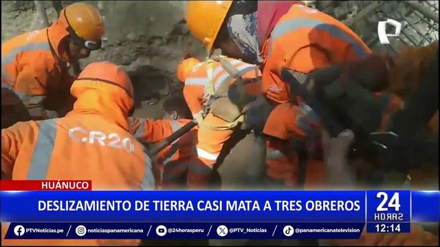 Huánuco: deslizamiento de tierra estuvo a punto de quitarle la vida a tres obreros