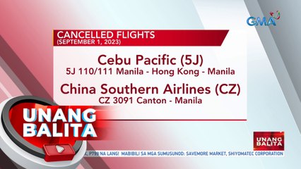 Cancelled flights as of 7:09 AM (September 1, 2023) | UB