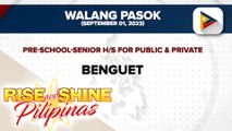 Pasok sa ilang lugar sa Pangasinan at Benguet, suspendido