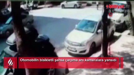 Otomobilin çarptığı şahıs yere böyle savruldu