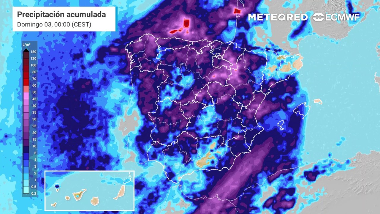 Lluvias previstas para hoy y el fin de semana con la DANA
