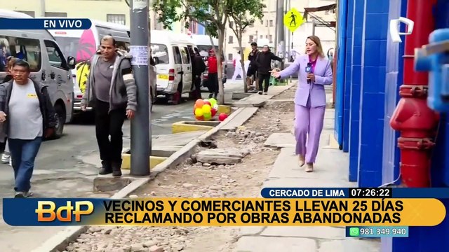 Vecinos y comerciantes llevan 25 días reclamando por obras abandonadas en el Cercado de Lima