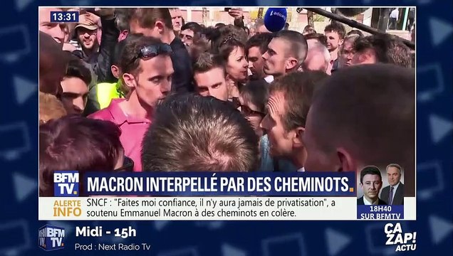 Je vous le dis les yeux dans les yeux : échange tendu entre Emmanuel Macron et des cheminots