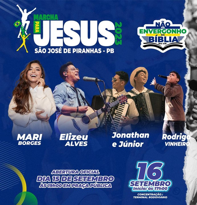 Evangélicos se preparam para 18ª Marcha para Jesus de São José de Piranhas; confira as atrações