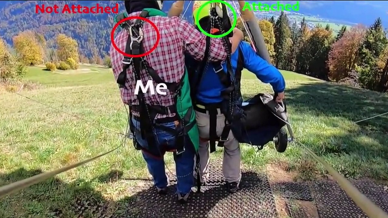 Vidéo choc : son harnais n'était pas attaché au deltaplane, cet homme a échappé au pire !