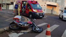Homem fica ferido em acidente de trânsito na Rua Mato Grosso esquina com Rua Treze Maio