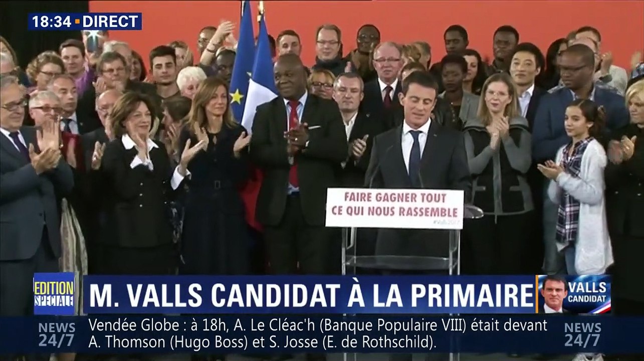 Manuel Valls candidat à la primaire du PS : son discours de candidature