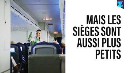 Les sièges d'avion sont de plus en plus petits