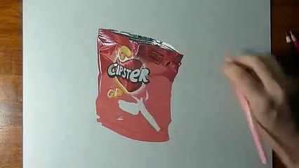 Il dessine un paquet de chips plus vrai que nature !