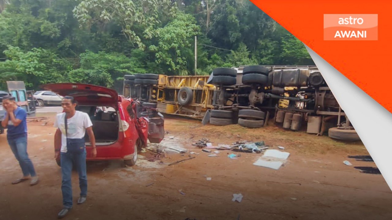 Lori pasir terbabas langgar kereta, 6 sekeluarga maut