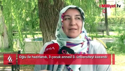 Oğlu ile hazırlandı, 3 çocuk annesi 3. üniversiteyi kazandı