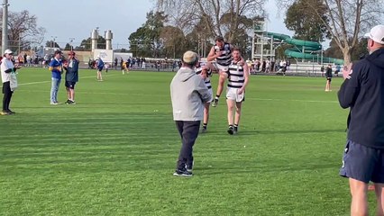 BFNL: Shannon Geary chaired off after his 200th game for Strathfieldsaye