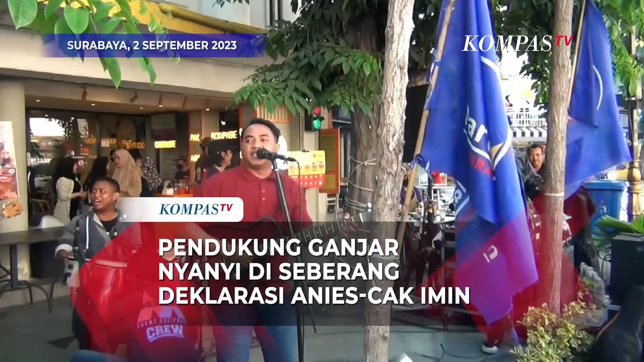 Saat Pendukung Ganjar Nyanyi di Seberang Tempat Deklarasi Anies-Cak Imin